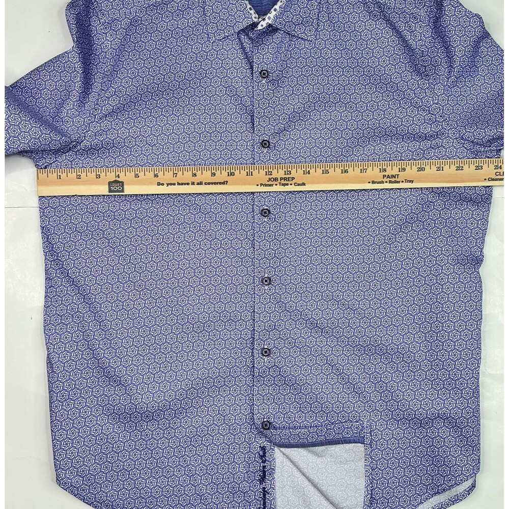 Robert Graham Dress Shirt XL Purple Geometric Print Button Up Long Sleeve Preppy - Picture 11 of 12